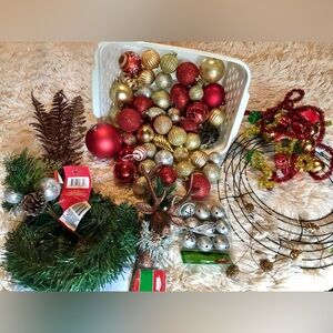 Huge Lot Holiday Ball Ornaments Garland Wreath Embellishments DIY Crafts Decor